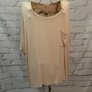 Zenana Pink Oversized 3/4 Quarter Sleeve Tunic w/Front Pocket